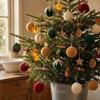 Holiday Display Baubles, 16 Count, 7.5 Cm Textured Tree Set with Light-Catching Finish for Window, Shelf, and Party Use