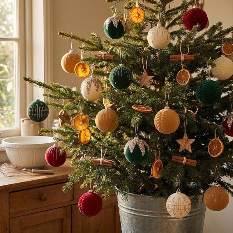Holiday Display Baubles, 16 Count, 7.5 Cm Textured Tree Set with Light-Catching Finish for Window, Shelf, and Party Use