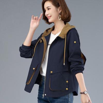 Women Hooded Casual Windbreaker Spring Autumn Fashion Loose Long Sleeve Trench Coat Solid Color Pockets Jackets