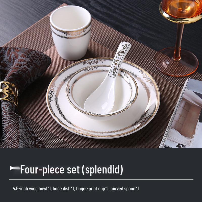 Hotel Restaurant Ceramic Tableware Set: Plates, Bowls, Cutlery, Chopsticks for Private Rooms - 7 or 8 Pieces