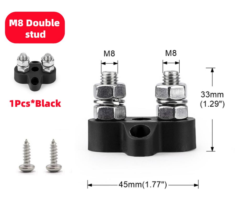 M6 M8 M10 Bus Bar 12V Terminal Block Studs BusBar 12V 5/16" 1/4" Negative Heavy Duty Power Distribution Stud for Truck RV Boat