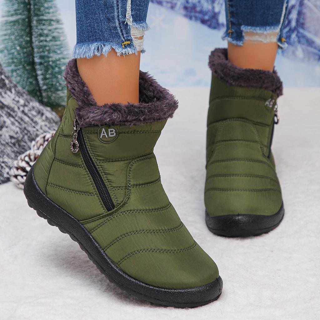 Fashion Casual Side Zip Furry Snow Boots Women 2025 Winter Comfort Round Toe Medium Heel Booties Warm Short Plush Waterproof Ankle Boots