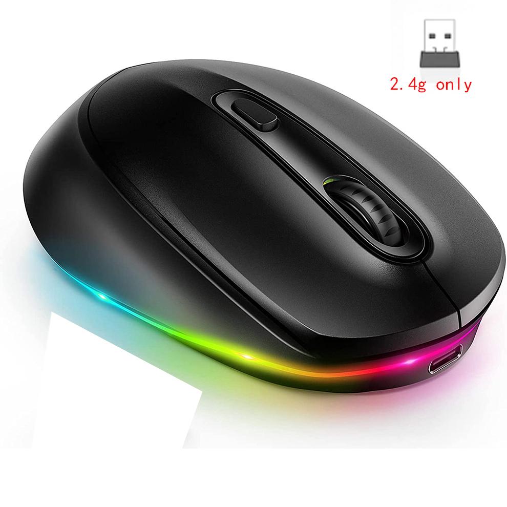 

Беспроводная мышь RGB со светодиодной подсветкой, перезаряжаемая мышь с подсветкой для ноутбука, Windows, Mac, ПК, компьютера, Mause, игрового геймера, тихий щелчок Only 2.4G