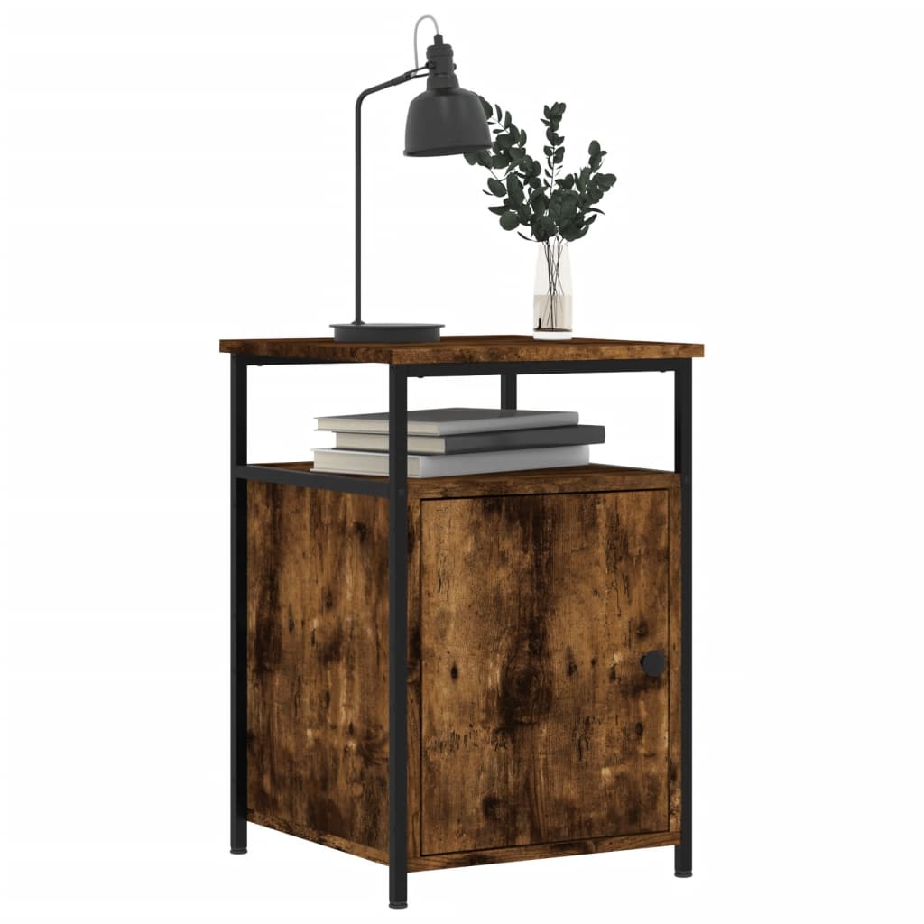 Nightstand Smoked Oak Finish 40 x 42 x 60 cm Engineered Wood