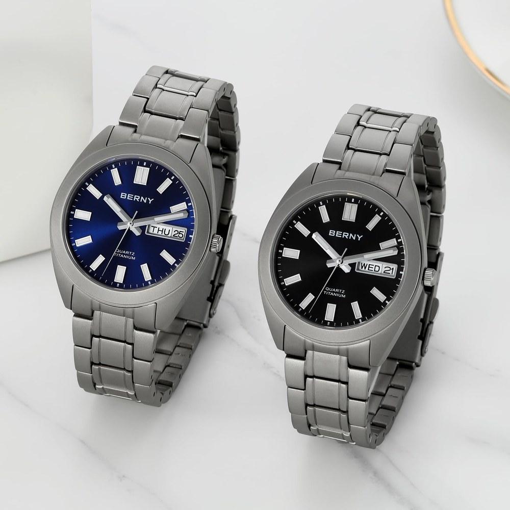 BERNY Titanium Wristwatch Men Japan Movement Quartz Analog Watch 10ATM Water Resistant Super Luminous