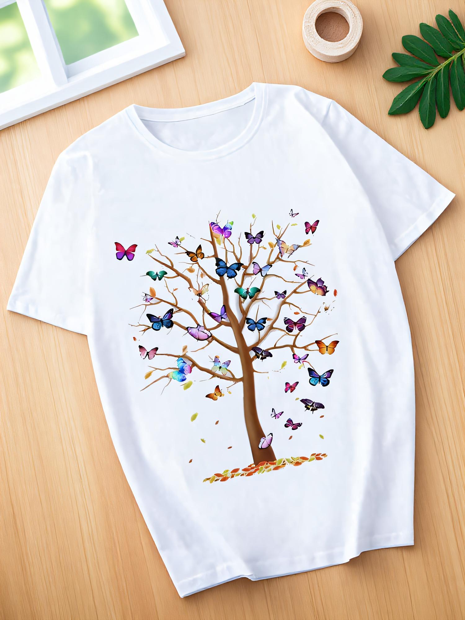 

Summer Butterfly Nature Art Pattern White T-Shirt. Uniquely Designed for Casual Wear. Versatile. Comfortable. And Breathable S дубильная кора