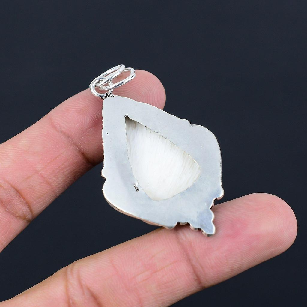 Daughters Day Sale Scolecite Stone Sister Bezel Wedding Pendant Sterling Silver