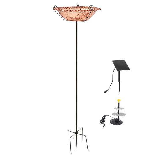 Solar Fountain Bird Bath for Outside Cascading Bird Bath Fountain Solar Powered Fountain Bird Bath with Metal Stake Attracts Birds for Garden Patio