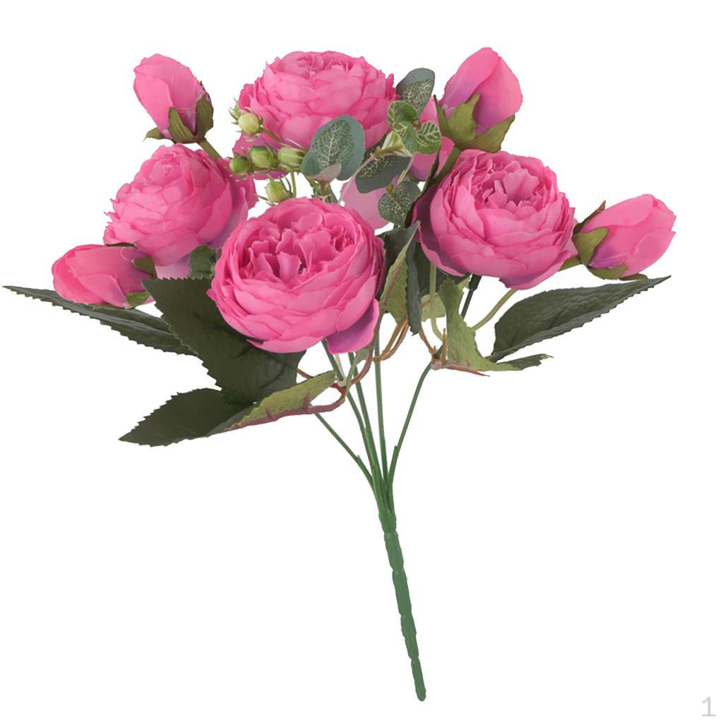 

Artificial , Plastic branch ,Silk Leaves with Bright Colors Like Real Flowers Rose Red