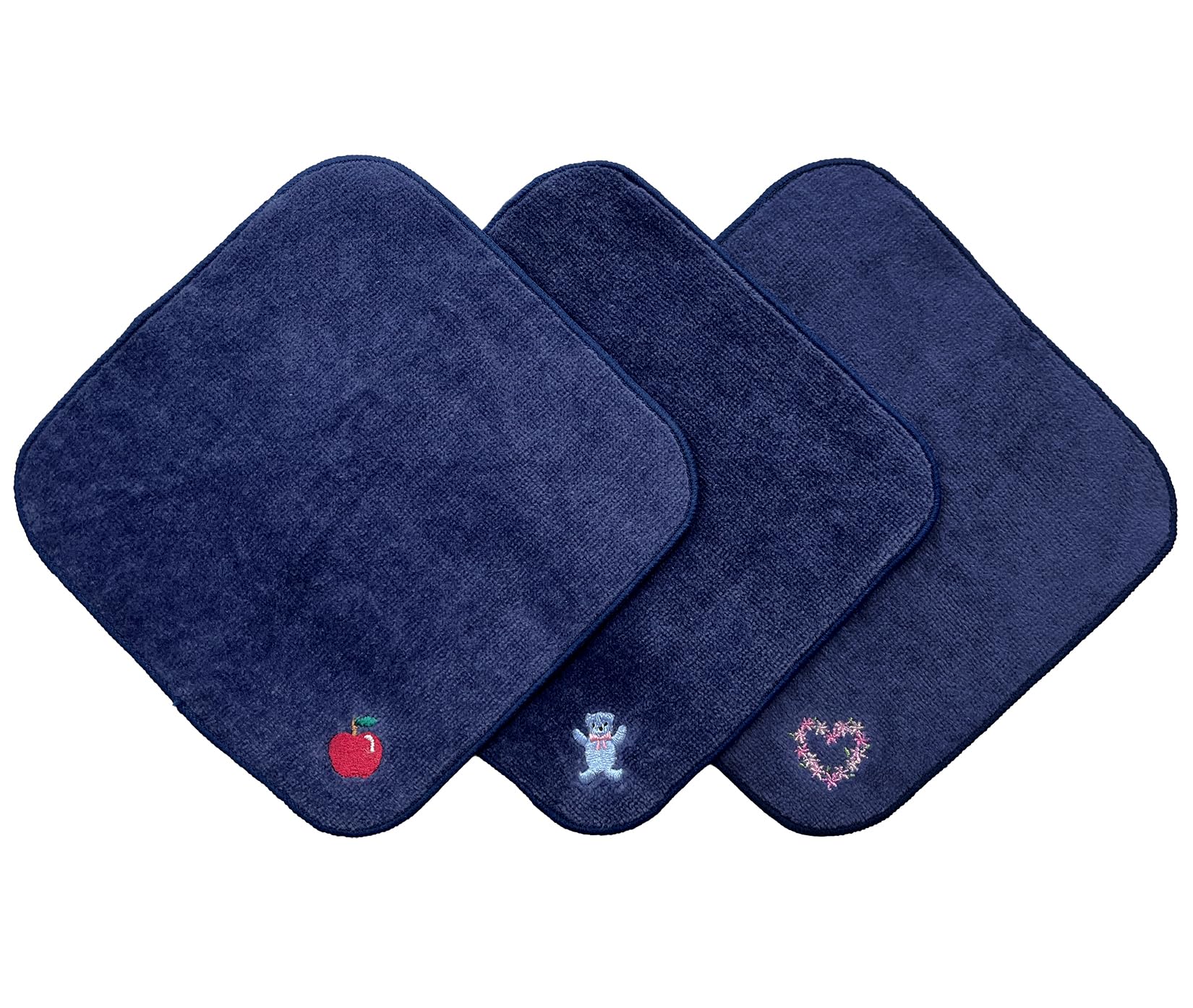 

Имабари Полотенце x Smileish Темно-синее Мини-полотенце Носовой платок Набор для девочек с местом для имени медведь цветок 3 штуки (яблоко & & сердце) белый