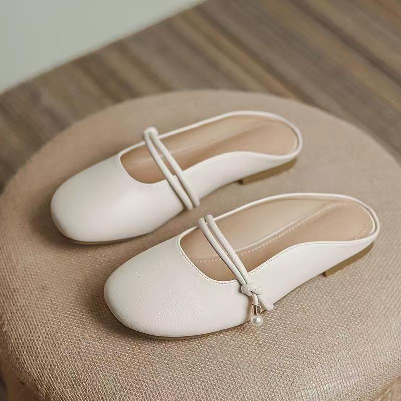 

Модная сумка голова крутые тапочки для женского лета новые на плоской подошве ретро нежный темперамент полуподнос 40