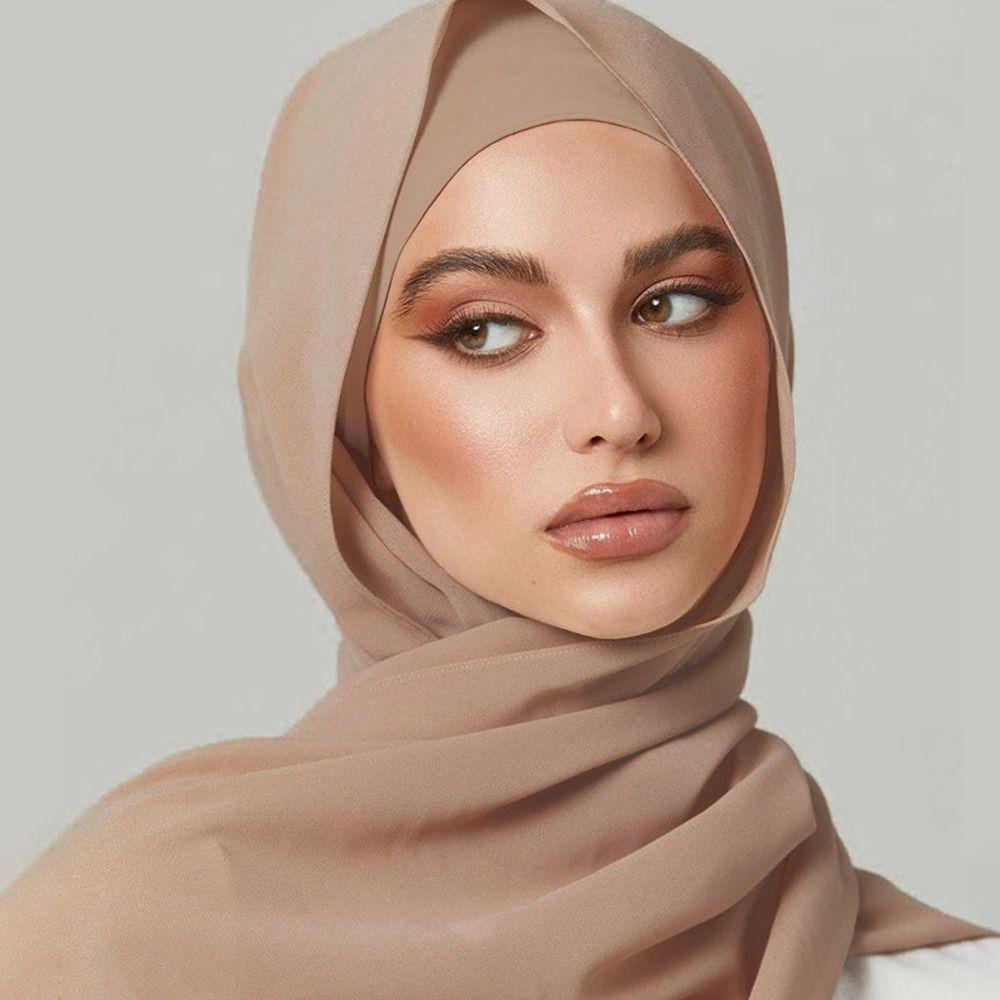 Modal Muslim Women Bonnet Plain Chiffon Hijab Cover Stylish Chiffon Shawl  Islam Inner Scarf