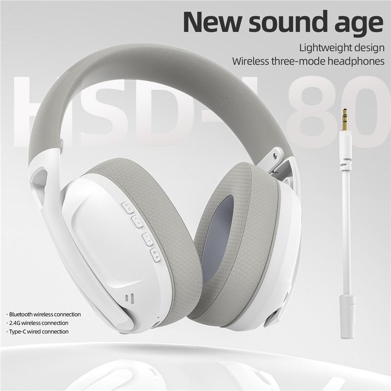 SmailWolf-L80 Bluetooth Wireless Three-mode Headphones Headset Lightweight Headset 2.4G Gaming Headsets Sports Bass