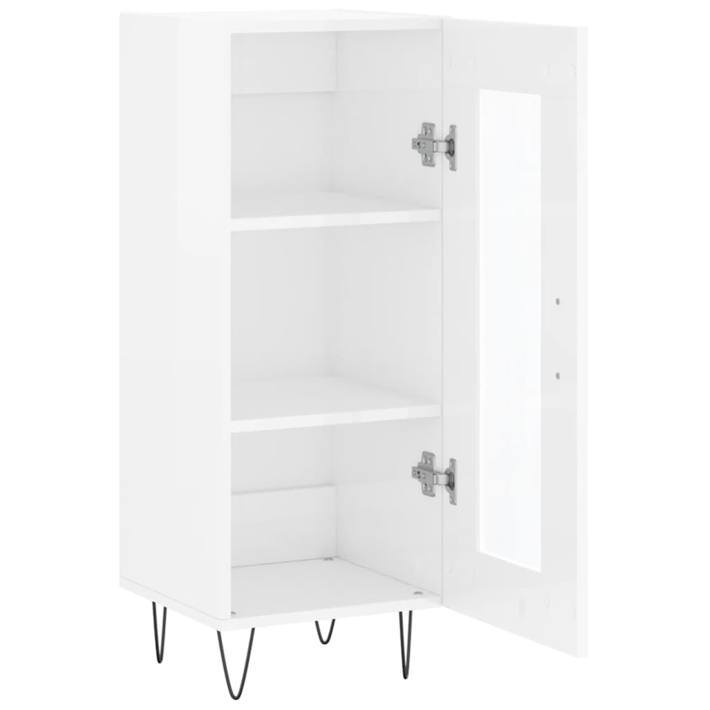Sideboard High Gloss White 34.5 X 34 X 90 Cm Engineered Wood