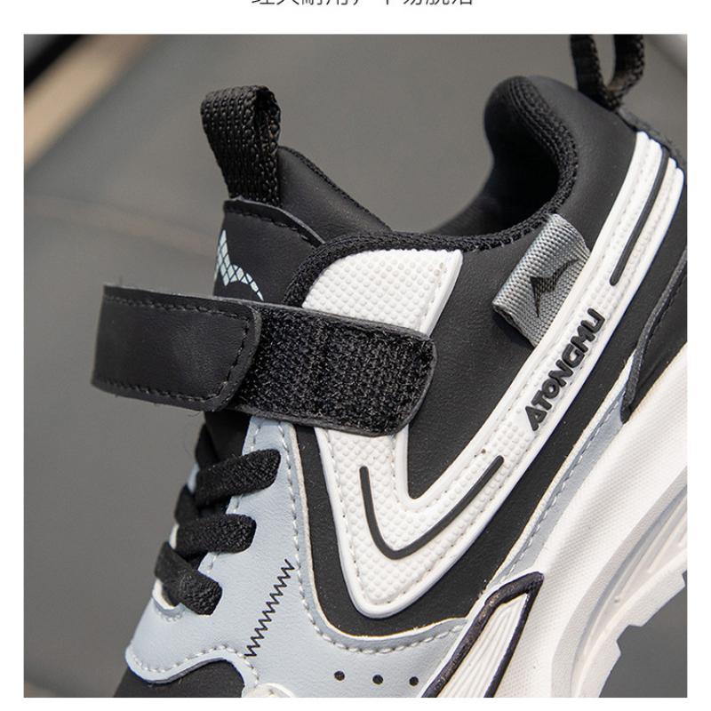 New Spring Children's Handsome Color Matching Leather Wear-resistant Soft-soled Sports Shoes