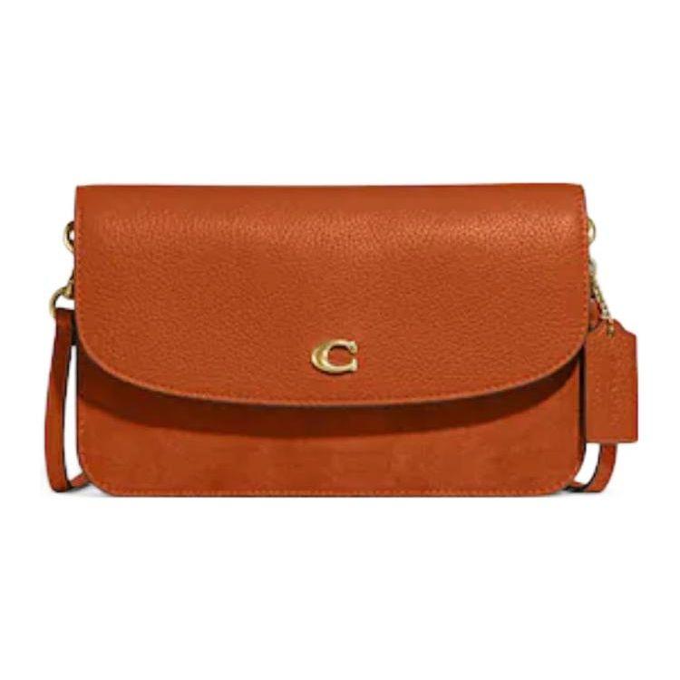 

Coach Hayden Snap Closure Inside Zipper Pocket Polished Grain Leather And Suede Shoulder Crossbody Bag Women bags Canyon-Red C5360-B4NL4 Basic Set (Bag+Dust Bag)