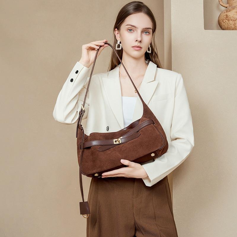 Women's Cowhide Fashion Shoulder Bag Light Luxury Leather Large Capacity Women's Commuter Underarm Tote Bag
