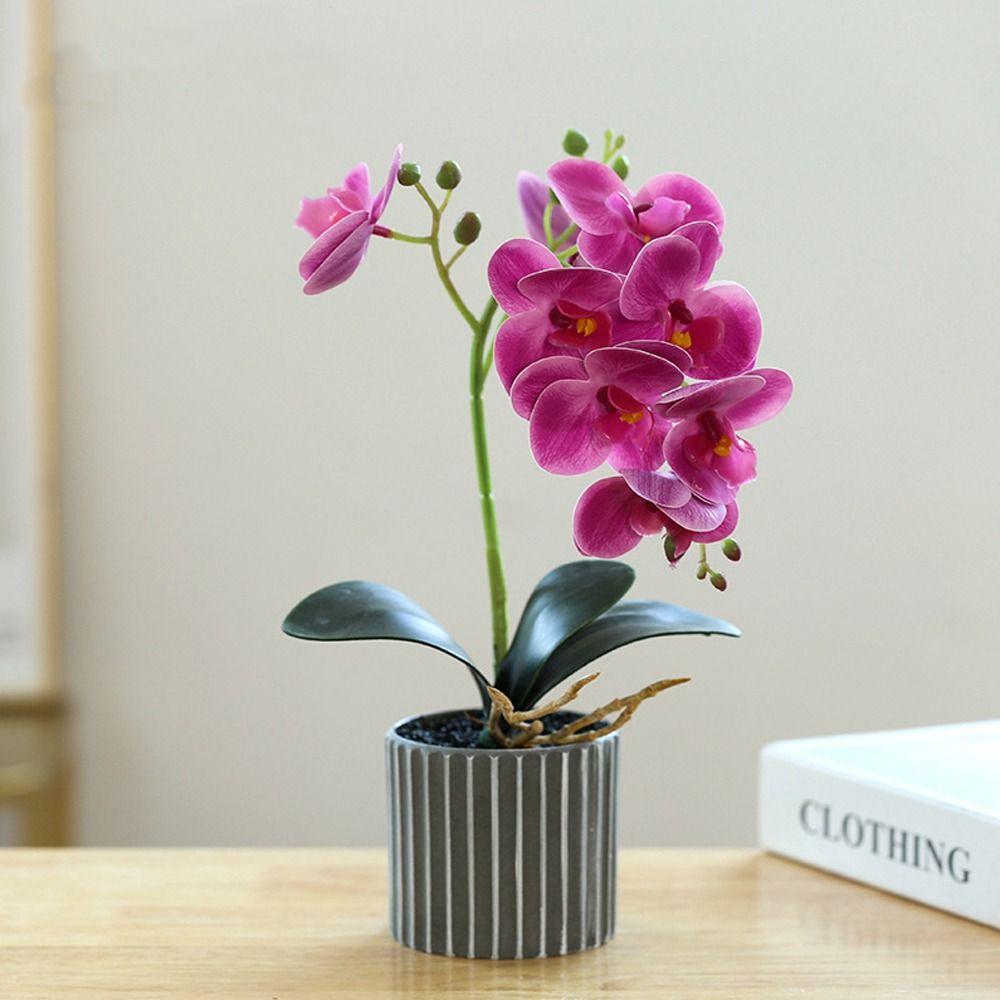 

8 Flowers Artificial Orchid Flower Bonsai Advanced Fake Orchid Home Garden Decoration фиолетовый