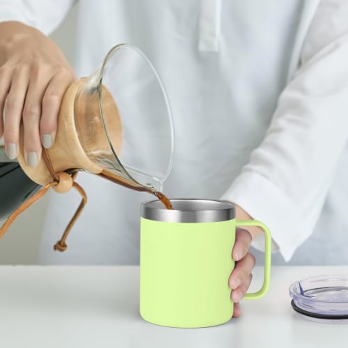 Livole Vacuum Insulated Mug, Hot & Cold Insulated, Stainless Steel Mug with Lid, Coffee Cup, Vacuum Mug, Double-Walled Thermos, Shatterproof, with Str