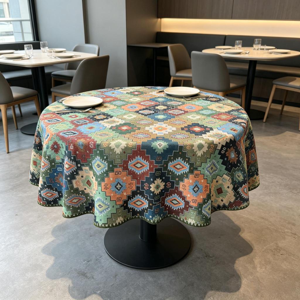 Dining Kitchen Party Event Family Gathering Small Round Cotton Tablecloth