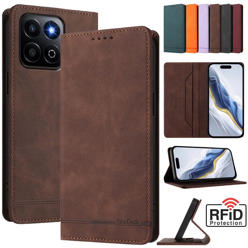 Leather Retro Anti-theft Wallet Flip Case For Honor X7d X9d X5C Plus X6C X7C X8C X9C Smart 5G Case Cover Magnetic Hasp Card Slot