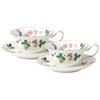 Wild Strawberry 4-Cup & Saucer Bone China Set