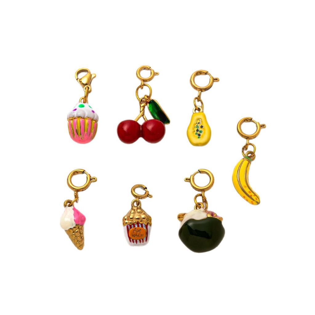 18K Gold-Plated Skull Stainless Steel Pendant for DIY Fruit Snack Series – Women's Edition
