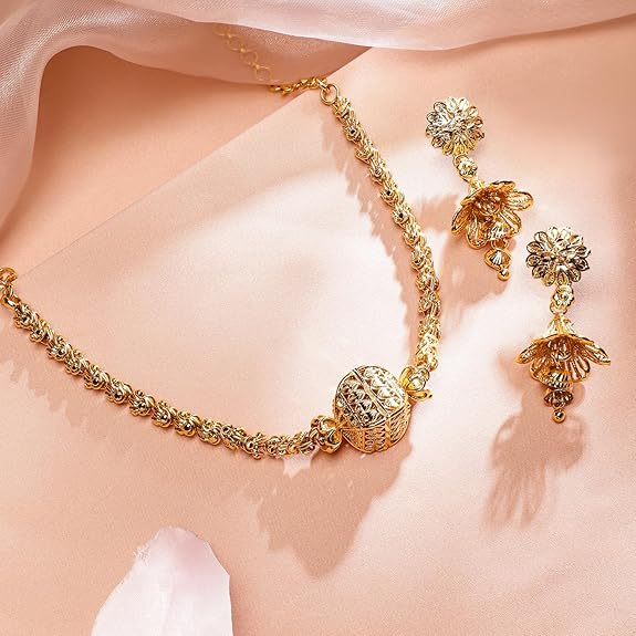 Beaded Design & Cubic Zirconia Embellishments Necklace Set for Women & Girls | Handcrafted Jewelry | Ideal for Weddings, Ethnic Wear