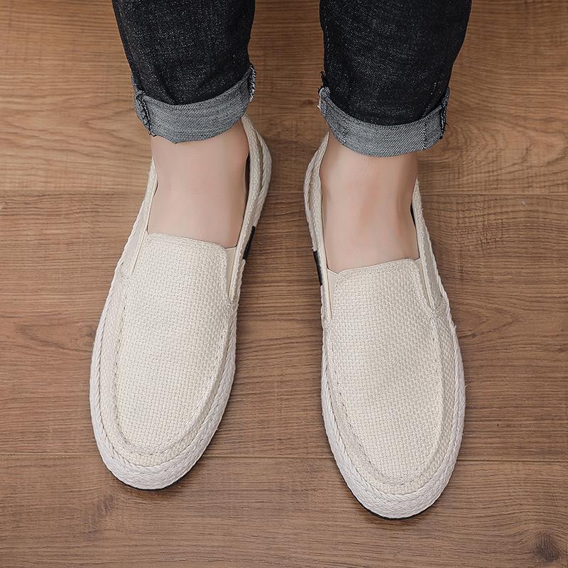 Men's casual shoes men's summer breathable low-top linen handmade one-pedal foot cover old Beijing cloth shoes men's shoes