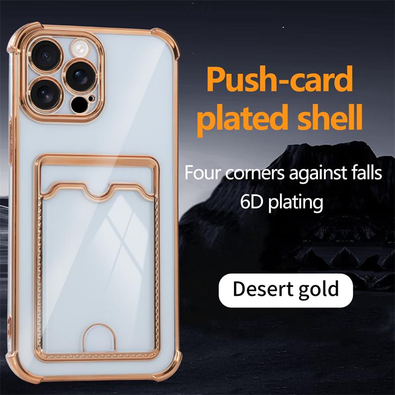 Luxury Shockproof Phone Case For iPhone 16e 16 15 14 Pro Max 13 12 mini 11 Xs XR 7 8 Plus SE Transparent Card Slot Bag Cover