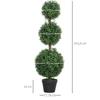 Conjunto de 2 árvores artificiais 101,6 cm 3 bolas topiárias de buxo planta falsa verde PE com vaso interior e exterior
