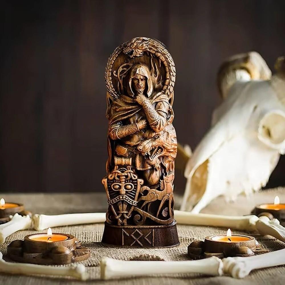 Resin Crafts Nordic Gods Sculpture Retro Myths and Legends Statue Gift for Mythology Lovers