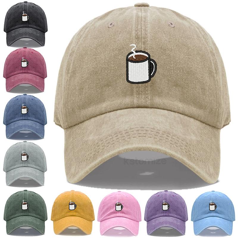 Yiran Bag Women's Coffee Cup Embroidery Baseball Cap For Men Washed Cotton Dad Hat Adjustable Unisex Casual Sports Caps