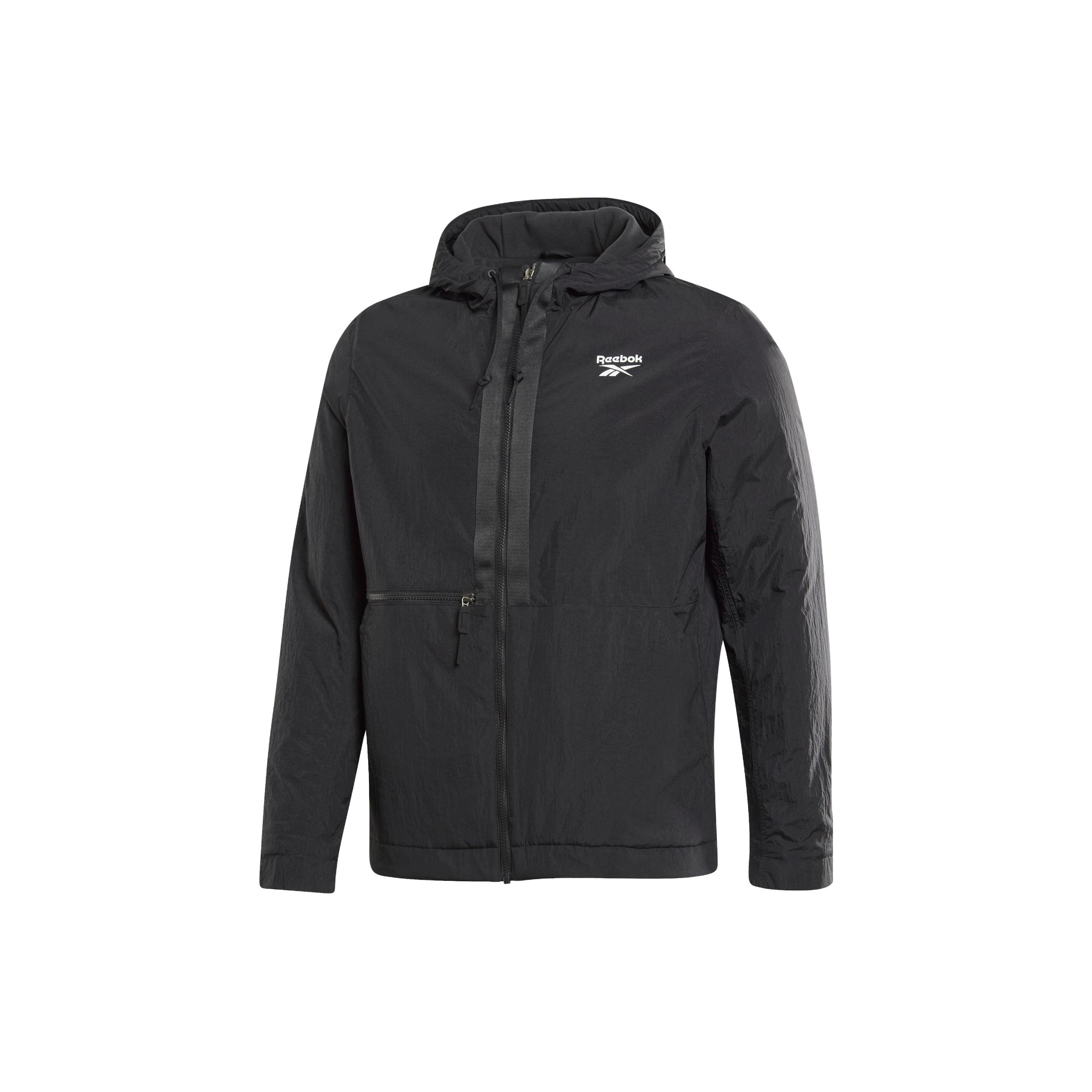 

Reebok Men s C Fl Solid Color Hooded Casual Jacket Black FT0650 S