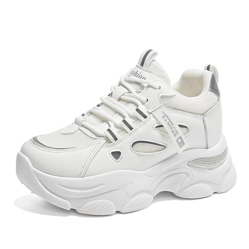 

модные дышащие женские кроссовки на толстой подошве, модные кроссовки на шнуровке на плоской подошве в стиле «папины кроссовки», новый стиль 2024, модные и универсальные 40 белый