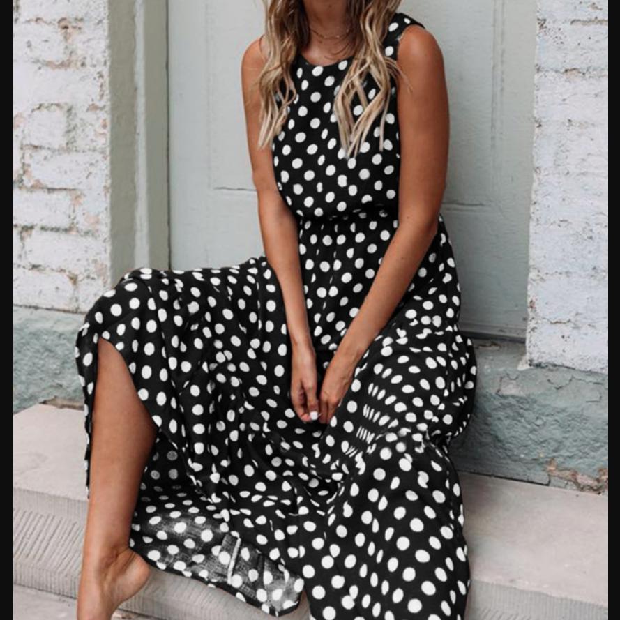 

Летнее платье-сарафан длинное без рукавов сексуальное S чёрный