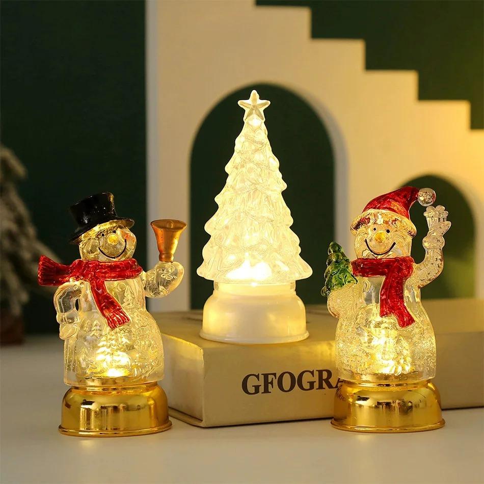 Christmas Decoration Snowman Night Light LED Tabletop Decor Cute Snowman Figurine for Holiday Gift Xmas Party Home Office Decor