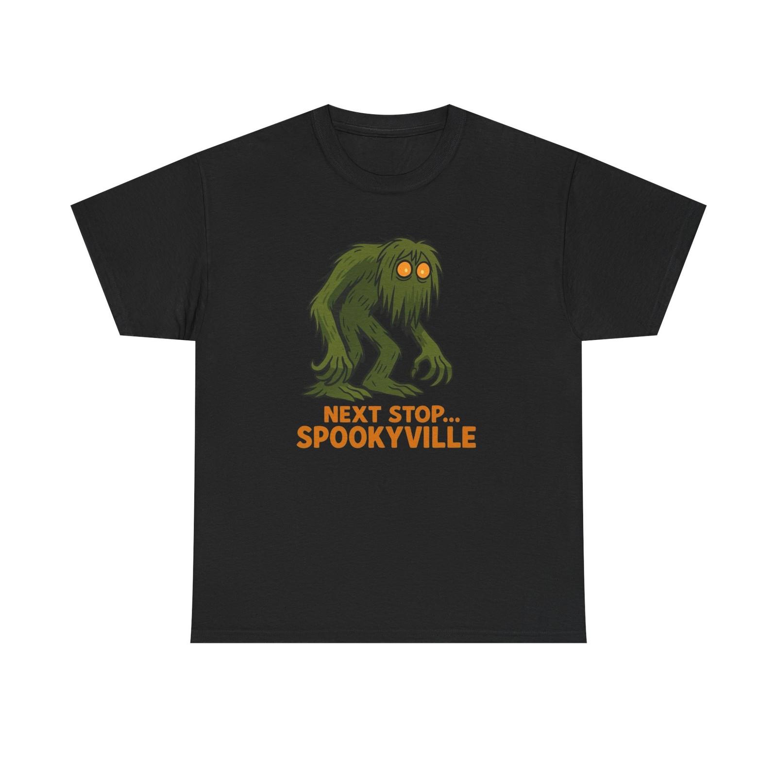 Next Stop SpookyVille Halloween Graphic T-Shirt Mens Womens Tees Top Unisex Heavy Cotton Tee NEW S