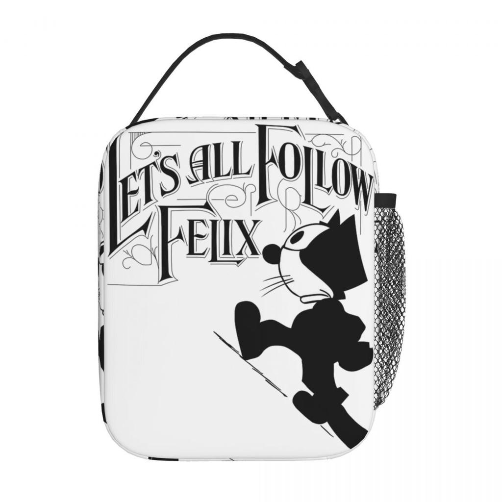 Let's All Follow F-Felix Cat Insulated Lunch Bags Food Bag Leakproof Thermal Cooler Lunch Boxes For School Office