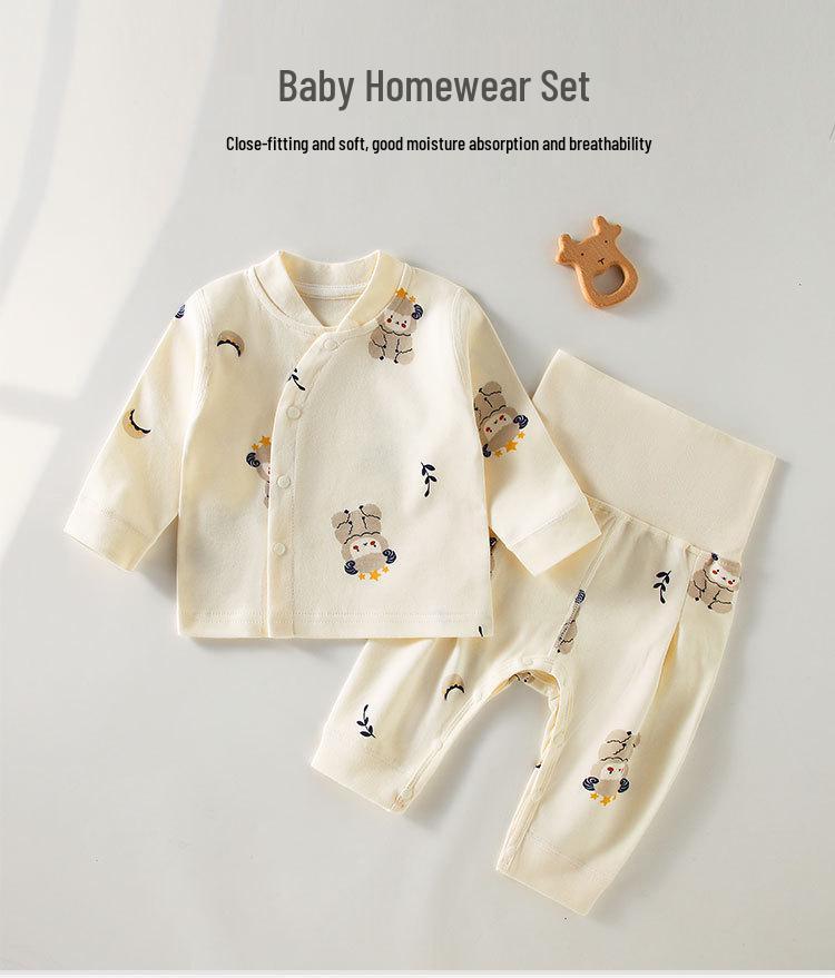Children's Spring & Autumn High-Waist Belly Protection Underwear Set - Boneless Split Top & Trousers