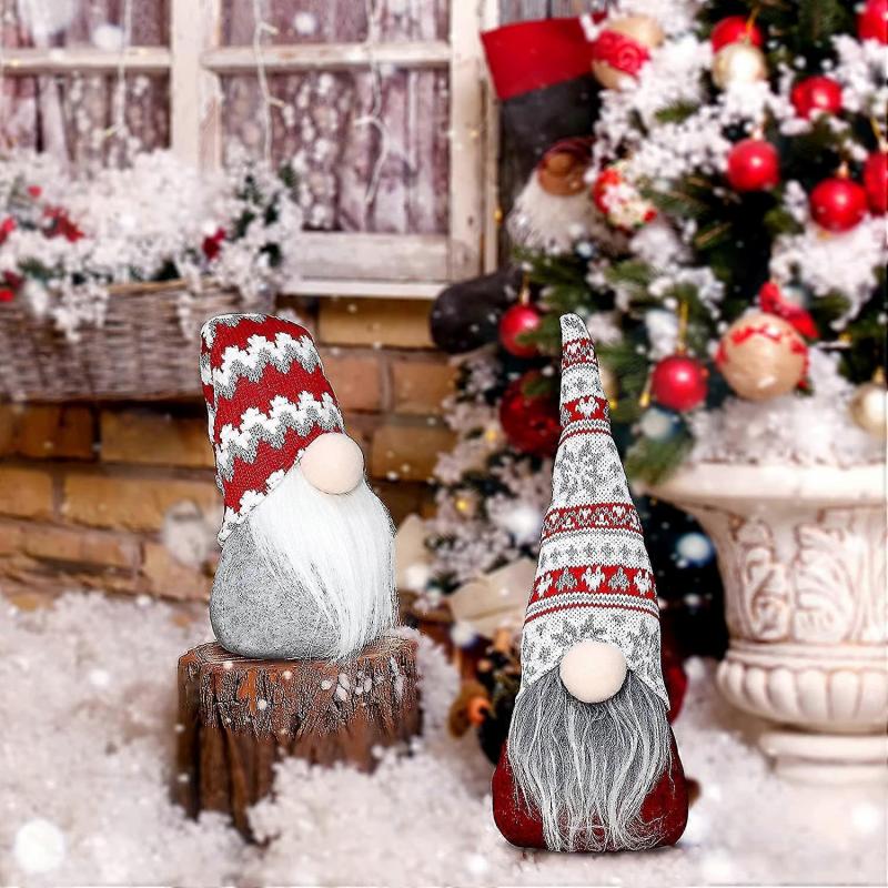 Christmas Gnomes Plush Decorations, Set Of 3 Handmade Swedish Gnomes Tomte, Scandinavian Santa Gnomes Elf
