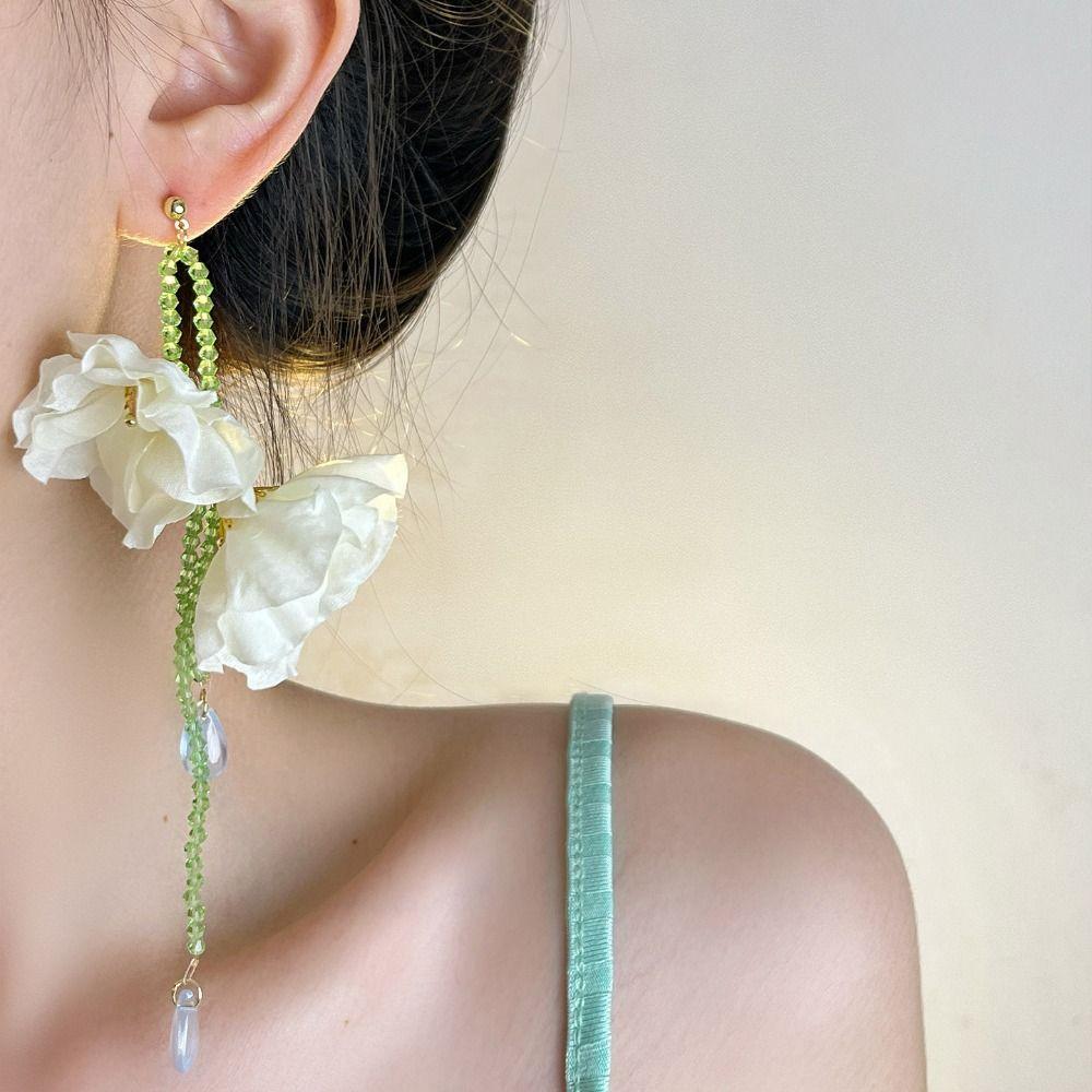 Korean Style Resin Flower Necklace Handmade Tassel Earrings Beaded Dangle Earring  Birthday Gift