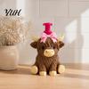 Countertop Soap Dispenser Highland Cow Dispenser, Pink Bow Cattle Refillable Hand Decorative Bottle, Plastic Empty Pump Bottle for Bathroom,