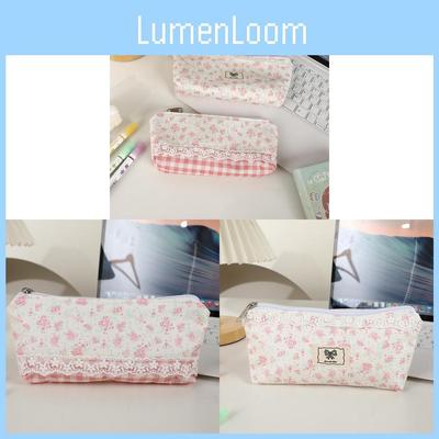 Pink Flower Print Pencil Pouch With Spacious Design For Girls And Students