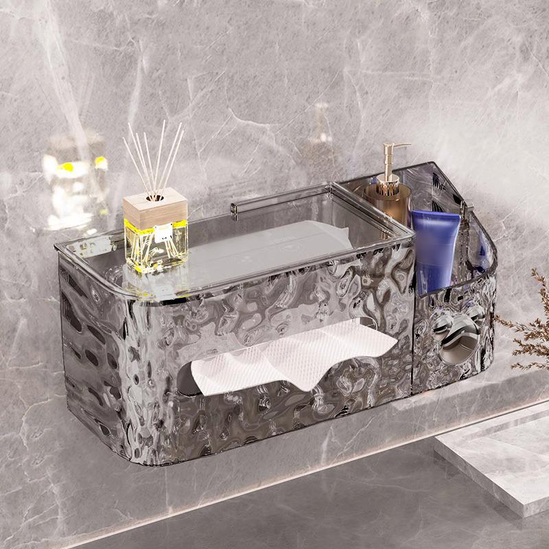 

Glacier Sucker Tissue Box Wall-hung Household Washcloth Storage Box Punch-free Bathroom Paper Rack