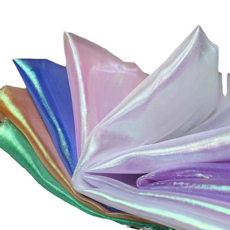 High-Density Iridescent Seven-Color Organza Fabric for Wedding and Stage Costumes