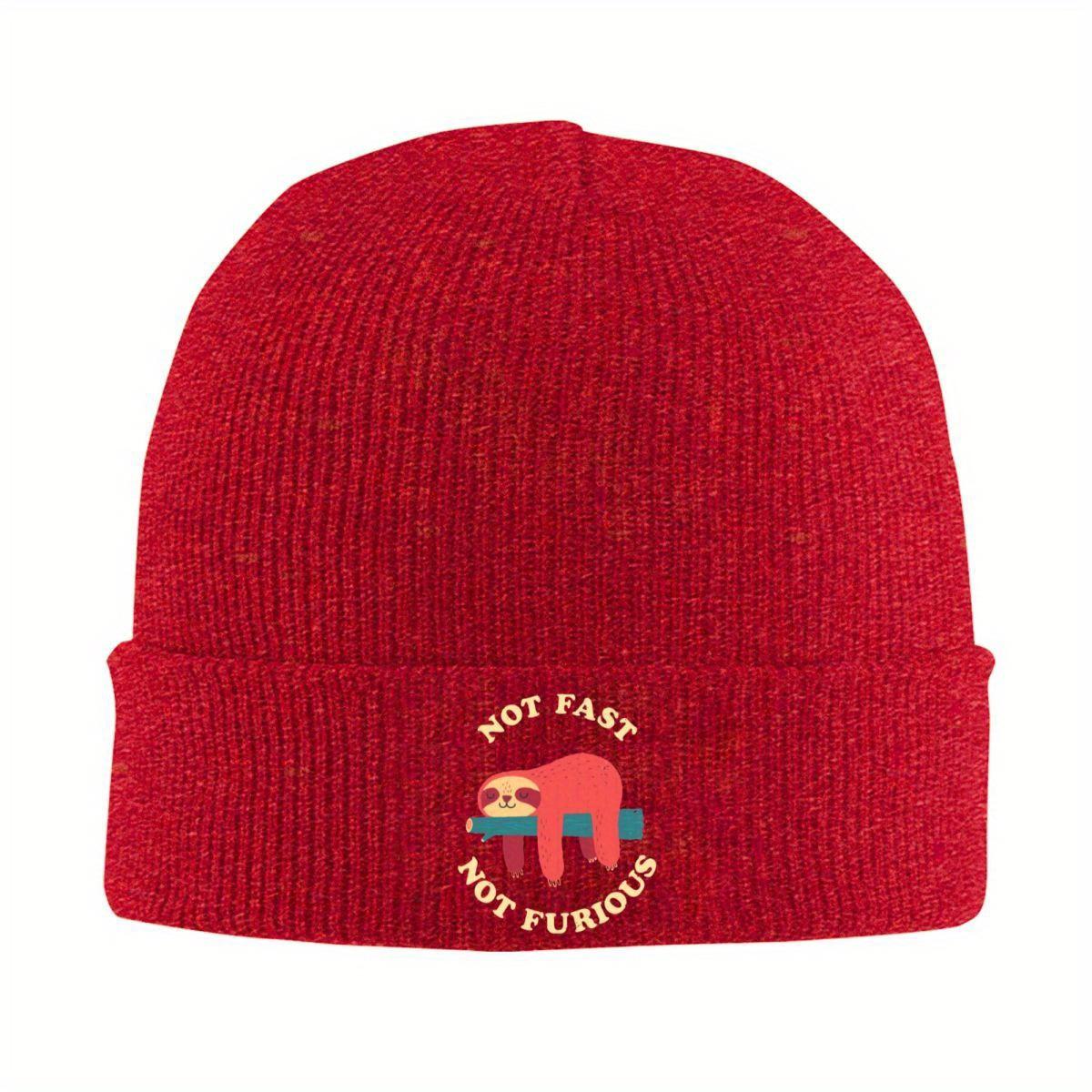 Not Fast Not Furious Cartoons Knitted Caps Womens Unisexs Skullies Beanies Winter Hat Sleeping Sloth Warm Melon Cap