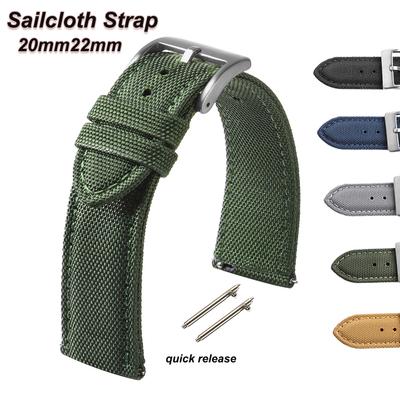 20mm 22mm Waterproof Sailcloth Watch Strap Two-Sided Nylon Watchband Quick Release Band Sport Belt for Casio for Seiko for Men