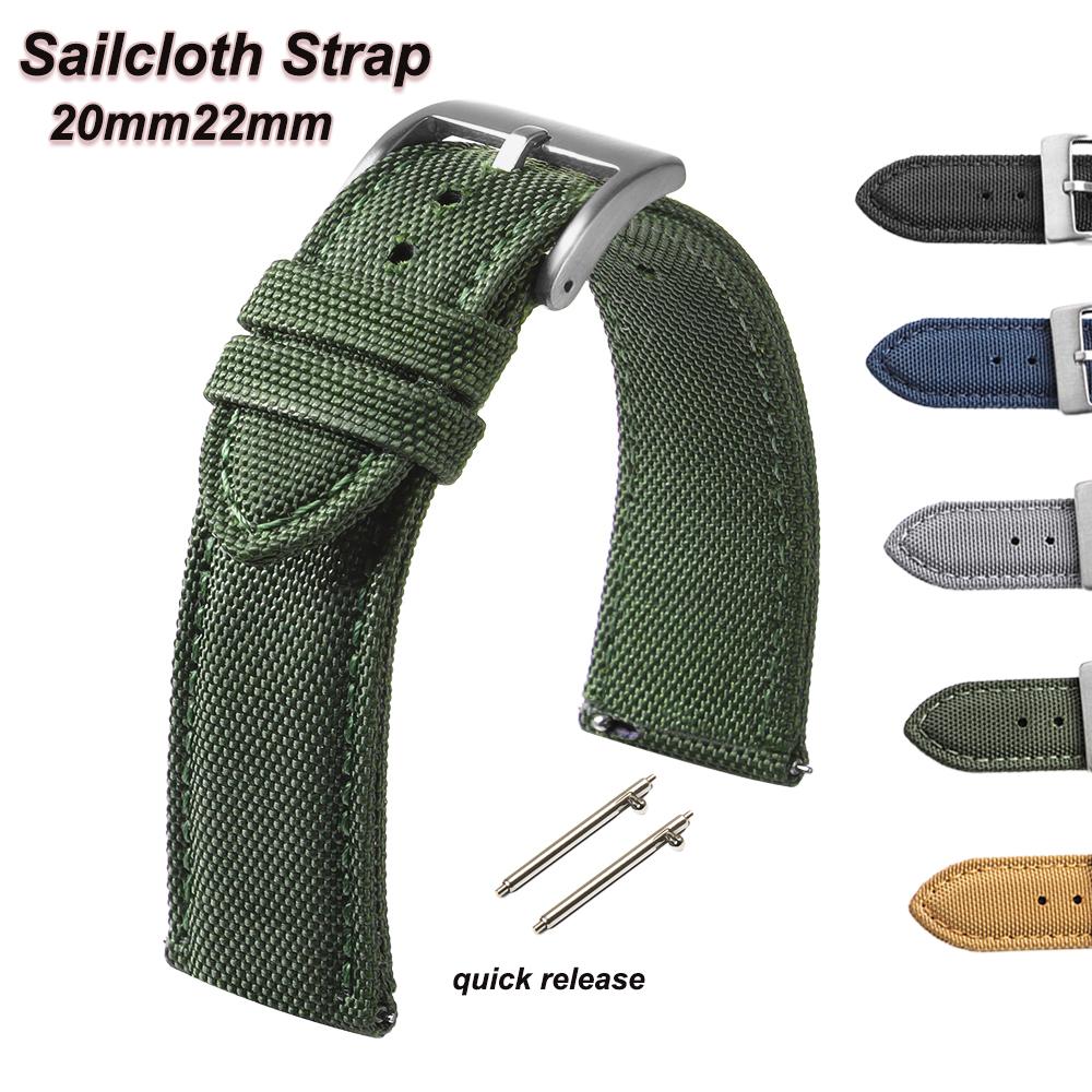 20mm 22mm Waterproof Sailcloth Watch Strap Two-Sided Nylon Watchband Quick Release Band Sport Belt for Casio for Seiko for Men