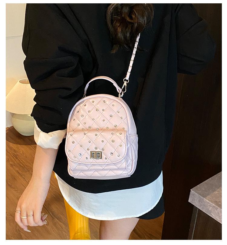 Rhombus Backpack Large-capacity Bag Women's Summer 2025 New Simple High-end Backpack Fashionable Versatile Schoolbag